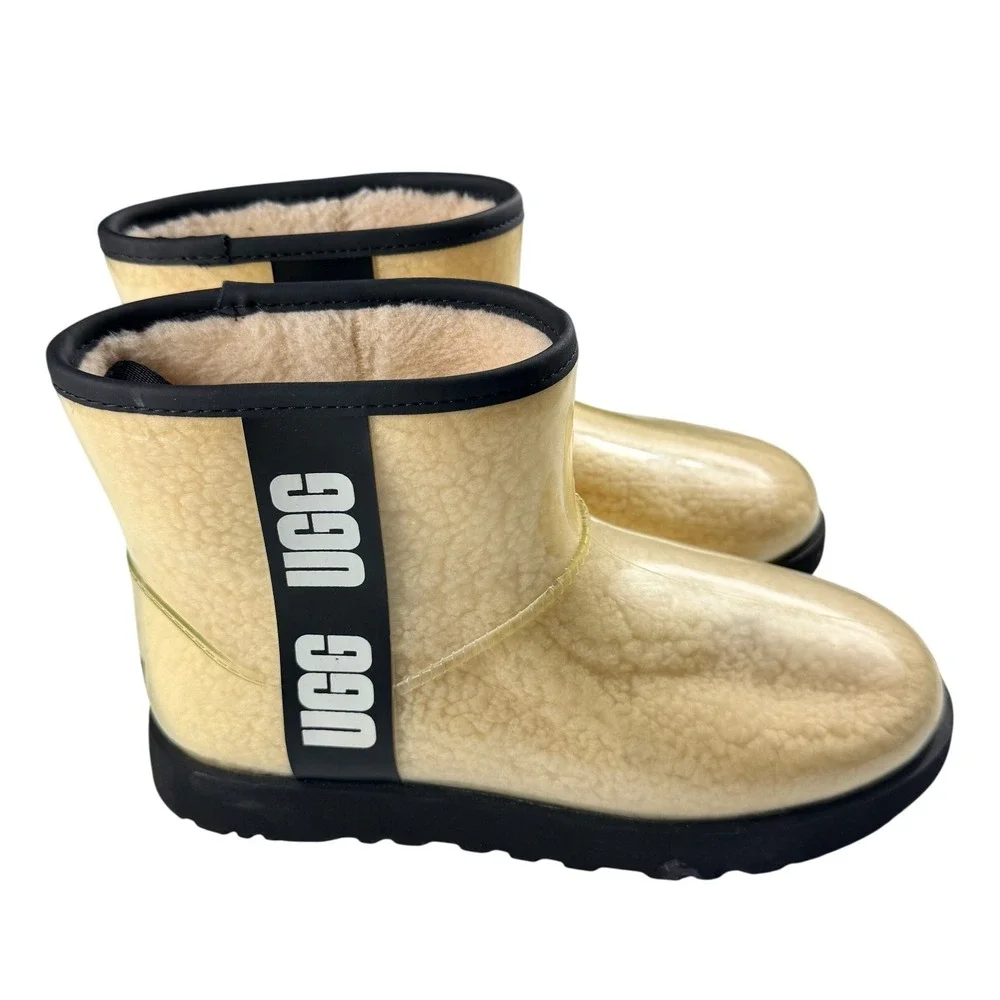 UGG Classic Clear Mini Natural Black Waterproof Boots 1113190 Womens Size 9